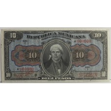 MEXICO 1915 . TEN 10 PESOS BANKNOTE . SPECIMEN